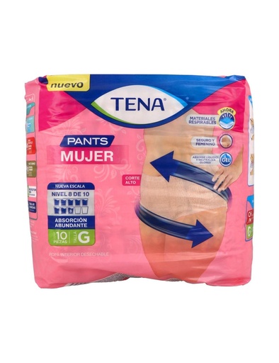 [7501019051517] Ropa interior desechable TENA Pants Mujer Talla:G 10 piezas 