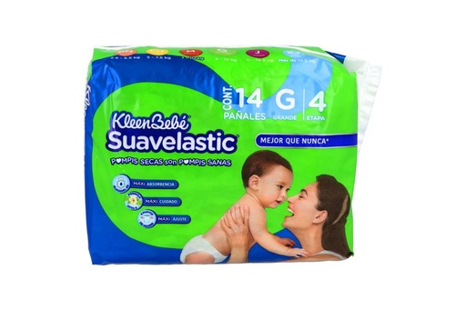 [7501017376995] Pañales Kleen Bebé Suavelastic G Etapa 4 Paquete Con 14 Piezas