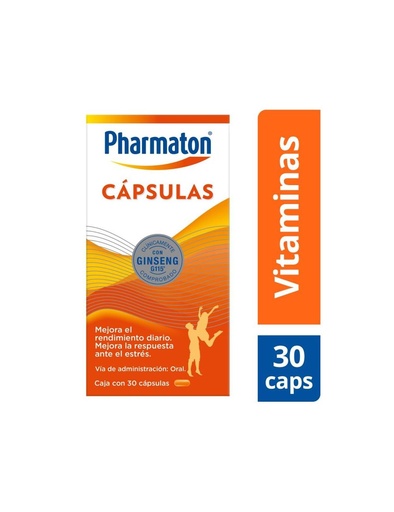 [7501165011786] Pharmaton Multivitamínico Para Adultos. Mejora El Rendimiento Diario. 30 Cápsulas De 40 Mg C/U 