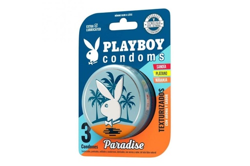 [7506357700011] Preservativo Playboy Paradise Texturizado 3 Condones 