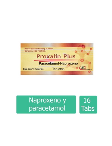 [7501825300724] Proxalin Plus Paracetamol/Naproxeno 16 Tabletas Genérico Degorts 