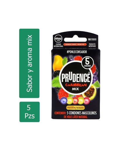 [7502214983573] Prudence Caribbean Sabor Y Aroma Mix Caja Con 5 Condones