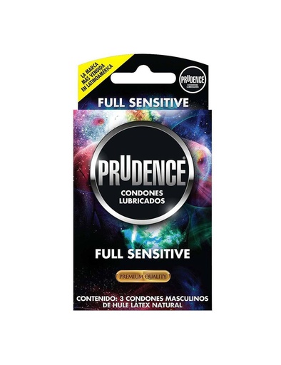 [7502214985348] Prudence Full Sensitive Con 3 Condones Masculinos De Hule Látex