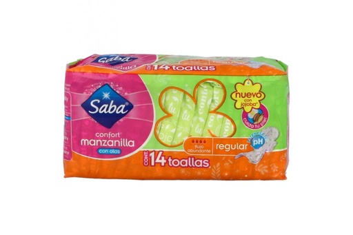 [7501019007057] Toallas Femeninas Saba Confort Regular con Alas 14 piezas 