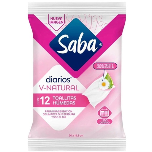 [7501019032455] Toallitas Húmedas Saba V-Natural 12 piezas 