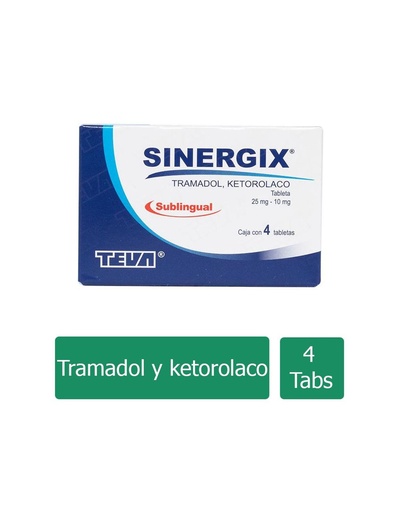 [7501250829876] Sinergix Sublingual 25/10 Mg 4 Tabletas 