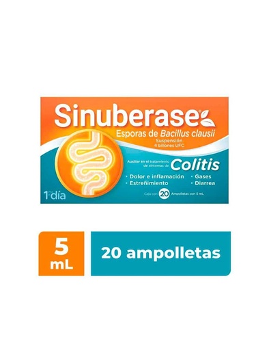 [3664798025705] Sinuberase Suspensión Probioticos Bacillus Clausii 4 Billones De Ufc, 20 Ampolletas. 