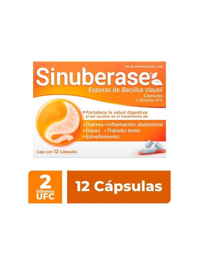[7501361606205] Sinuberase Probioticos Cápsulas. Bacillus Clausii, 2 Billones De Ufc, 12 Cápsulas 