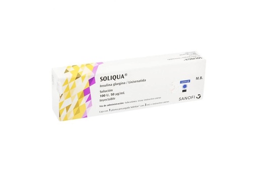 [7501165011991] Soliqua 100 U 50 Mg Solución Inyectable 3 Ml Pluma Prellenada 