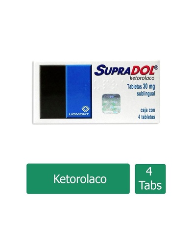 [7501299306130] Supradol Sublingual 30 Mg 4 Tabletas 