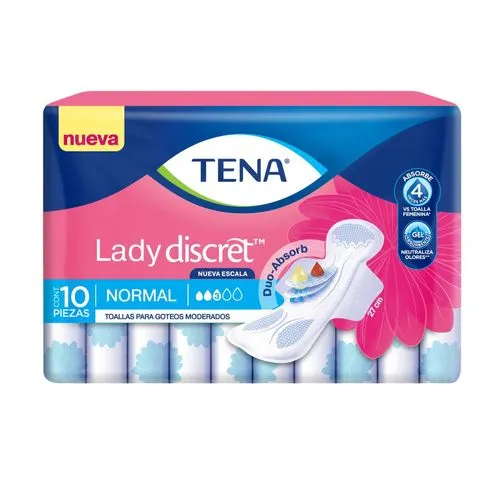 [7501019050022] Toallas para incontinencia TENA Lady Discret Normal 10 piezas 