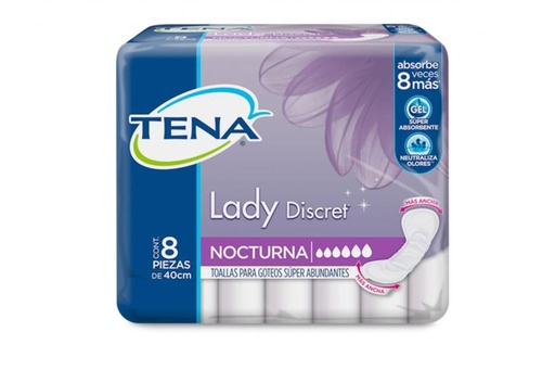 [7501019051104] Toallas para incontinencia TENA Lady Discret Extra Nocturna 8 piezas 