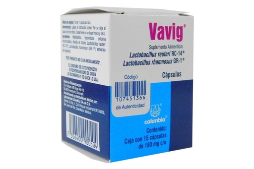 [7506400900504] Vavig 180 Mg Caja Con Frasco Con 15 Cápsulas