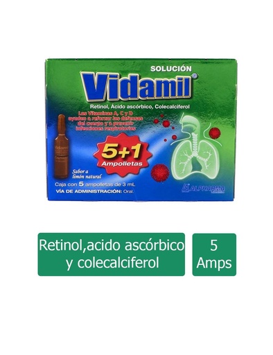 [7502226290041] Vidamil Limón Oral 5 Ampolletas 3 Ml 