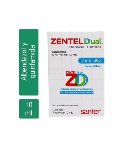 [7501070618957] Zentel Dual 400 / 100 Mg Suspensión Frasco 10 Ml 