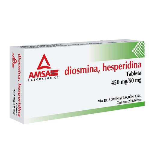 [7501349029460] Diosmina/Hesperidina 450/50 Mg 20 Tabletas Genérico Amsa 