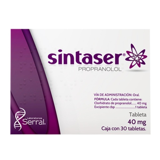 [7501258203395] Sintaser Propranolol 40 Mg 30 Tabletas Genérico Serral 