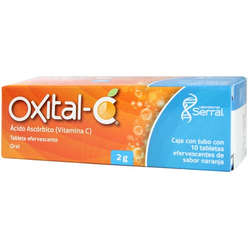 [7501258207010] Oxital-C Ácido Ascórbico 2000 Mg 10 Tabletas Efervescentes Genérico Serral 