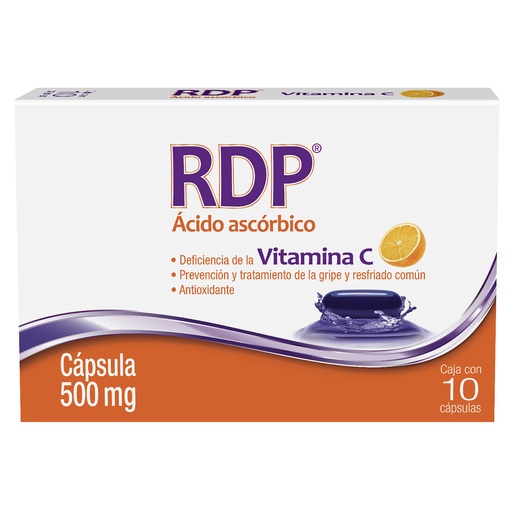 [7503008344914] Rdp Ácido Ascórbico 500 Mg 10 Cápsulas Genérico Progela