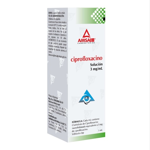 [7501349027817] Ciprofloxacino 3 Mg Solución Oftálmica 5 Ml Genérico Amsa 