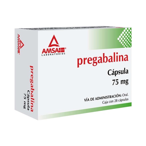 [7501349025943] Pregabalina 75 Mg 28 Cápsulas Genérico Amsa 
