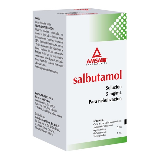 [7501349028050] Salbutamol 5 Mg Solución Inhalaciones Frasco 10 Ml Genérico Amsa 