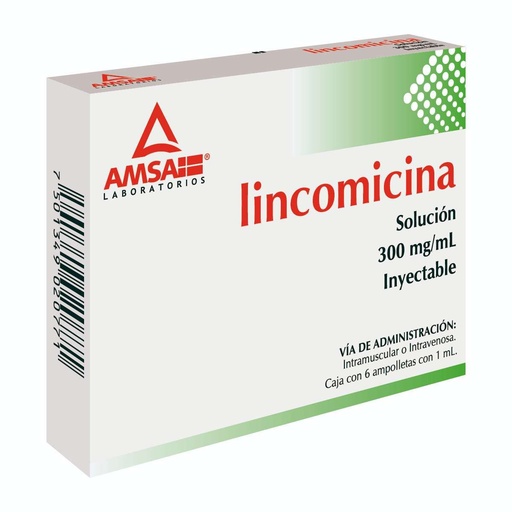 [7501349020771] Lincomicina 300 Mg 6 Ampolletas 1 Ml Genérico Amsa 