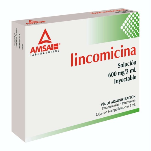 [7501349021983] Lincomicina 600 Mg 6 Ampolletas 2 Ml Genérico Amsa 