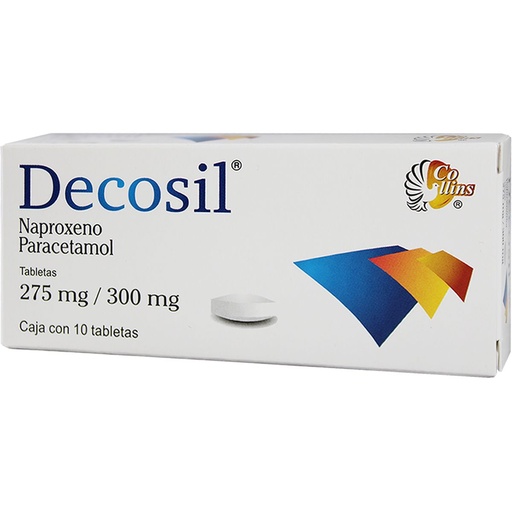 [780083141608] Decosil Naproxeno/Paracetamol 275/300 Mg 10 Tabletas Genérico Collins 