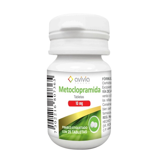 [7502216807365] Metoclopramida 10 Mg Frasco 20 Tabletas Genérico Avivia 