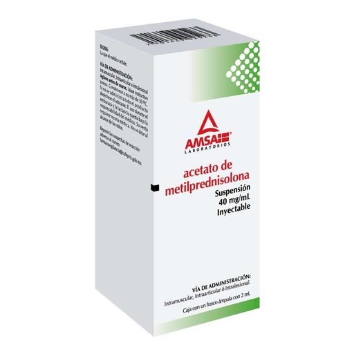 [7501349025233] Metilprednisolona 40 Mg Suspensión Inyectable Frasco Ámpula Genérico Amsa 