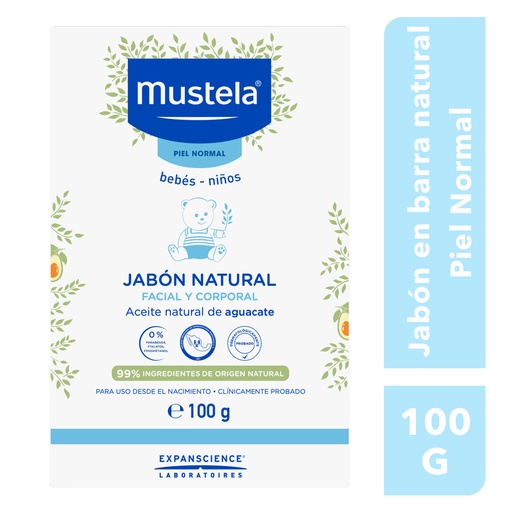 [3504108090743] Jabón Mustela Natural Facial Y Corporal 100 G 
