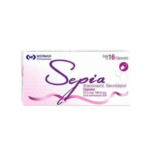 [7503003738671] Sepia Itraconazol/Secnidazol 33.3/166.6 Mg 16 Cápsulas Genérico Wermarphar 