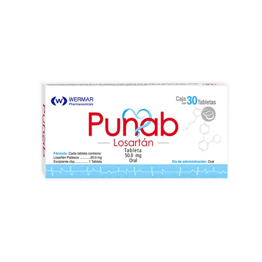 [7502240450070] Punab Losartán 50 Mg 30 Tabletas Genérico Wermarphar 