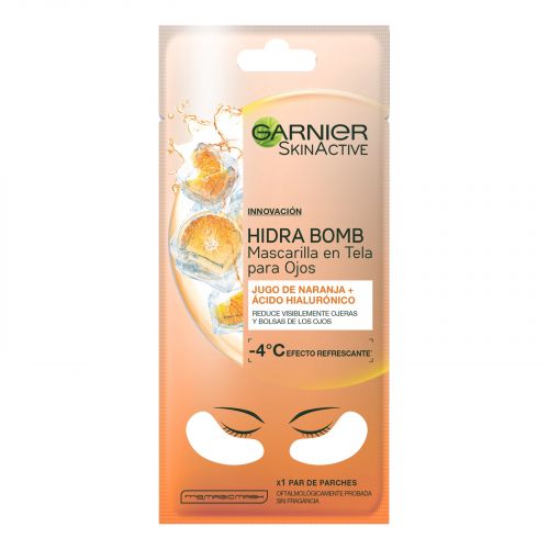 [6923700941739] Mascarilla Tela Garnier Hidra-Bomb Ojos Naranja + Ácido Hialurónico 