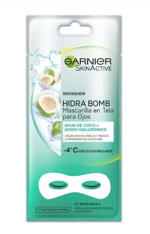 [6923700941685] Mascarilla Tela Garnier Hidra-Bomb Ojos Coco + Ácido Hialurónico 