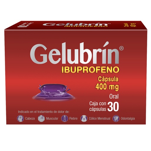 [7503027446088] Gelubrín Ibuprofeno 400 Mg 30 Cápsulas Genérico Progela 