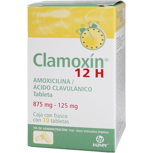 [7502009740763] Amoxicilina/Ácido Clavulánico 875/125 Mg 10 Tabletas Genérico Maver