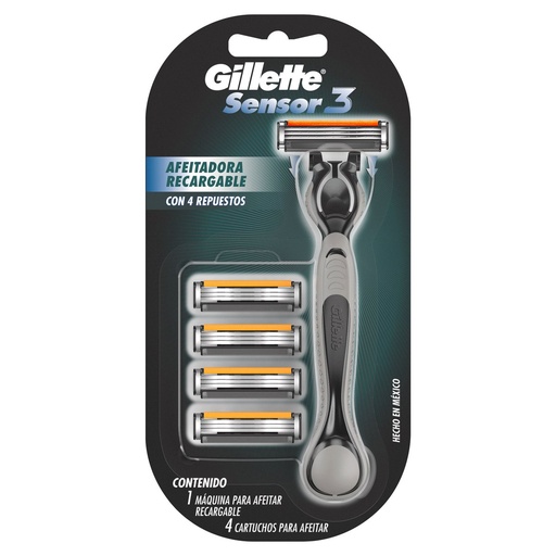 [7500435151627] Gillette Sensor 3 Máquina 4 Cartuchos 