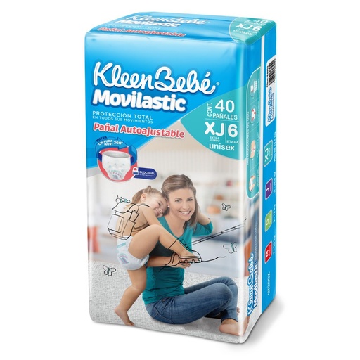 [7506425603251] Pañal Kleen Bebé Movilastic Unisex Extra Jumbo Etapa 6 40 Piezas 