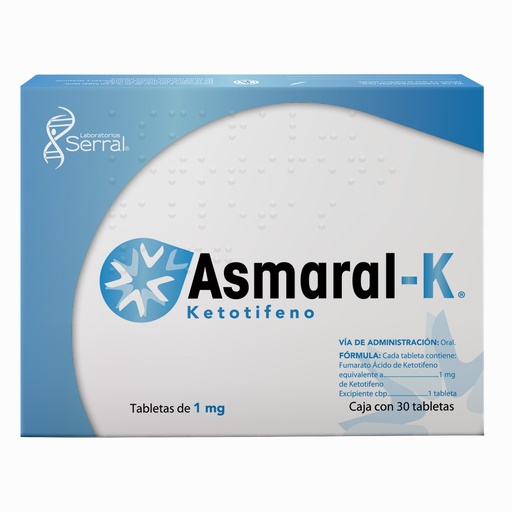 [7501258200288] Asmaral K Ketotifeno 1 Mg 30 Tabletas Genérico Serral 