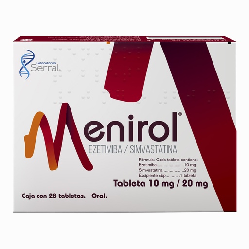 [7501258214766] Menirol Ezetimiba/Simvastatina 10/20 Mg 28 Tabletas Genérico Serral 