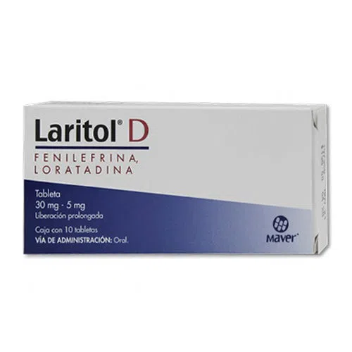 [7502009743856] Laritol D Fenilefrina/Loratadina 30/5 Mg 10 Tabletas Genérico Maver 