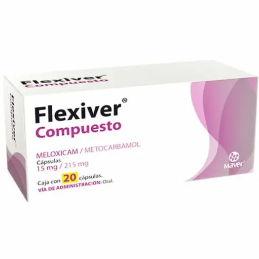 [7502009746208] Flexiver Comp Meloxicam/Metocarbamol 15/215 Mg 20 Cápsulas Genérico Maver 
