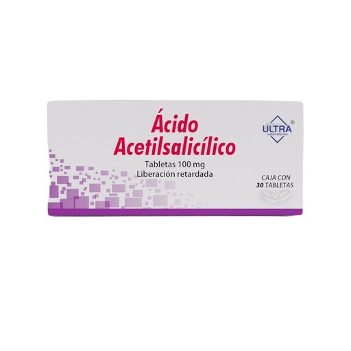 [7502216798373] Ácido Acetilsalicílico 100 Mg 30 Tabletas Genérico Ultra Lab