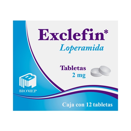 [7501573900283] Exclefin Loperamida 2 Mg 12 Tabletas Genérico Com Biomep 