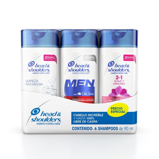 [7500435127103] Shampoo Head & Shoulders Limpieza Renovadora / Suave Manejable / Old Spice 5 + 1 90 Ml 