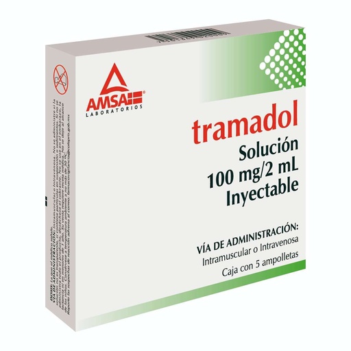 [7501349020009] Tramadol 100 Mg Solución Inyectable 5 Ampolletas Genérico Amsa 