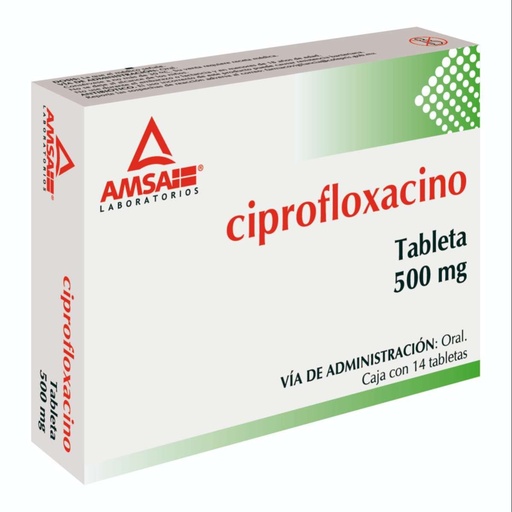 [7501349021532] Ciprofloxacino 500 Mg 14 Tabletas Genérico Amsa 