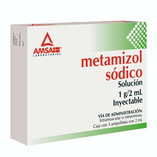[7501349022126] Metamizol 1 G Solución Inyectable 3 Ampolletas 2 Ml Genérico Amsa 